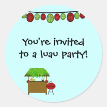 Cute luau boys birthday party stickers
