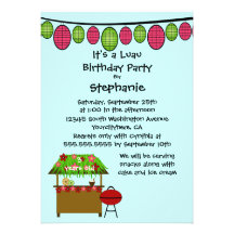 Cute luau girls birthday party invitation