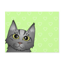 Cute Maine Coon Cat Cartoon - Silver Tabby Post Card