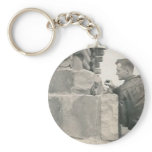 cute man feeds squirrel key chain keychains