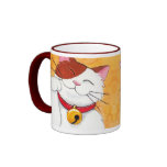 Cute Maneki Neko Lucky Calico Cat mugs
