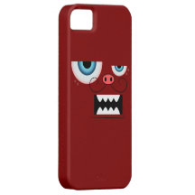 Cute Maroon Red Moustache Monster Emoticon