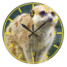 Cute Meerkat at Attention, Kansas City Zoo Wall Clock