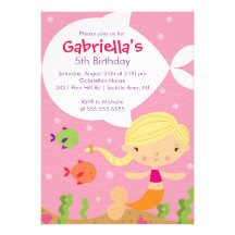 Cute Mermaid Birthday Invitation