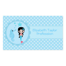 Cute Mermaid in Blue Business Card Templates