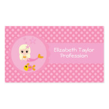 Cute Mermaid in Pink Business Card Templates