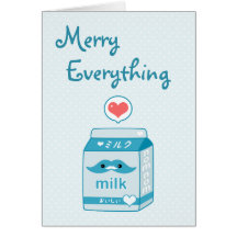 Cute Milk Moustache Holiday Greeting Card