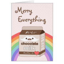 Cute Milk Moustache Holiday Greeting Cards