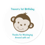 Cute Mod Monkey Custom Birthday Favour Stickers