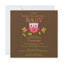 Cute Modern Owl Baby Shower Invitations