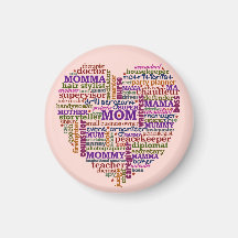 Cute Mom Mother's Day Word Art Heart Magnets