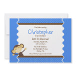 Cute Monkey Boy Birthday Invitation