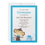 Cute Monkey Boy Birthday Invitation