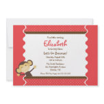 Cute Monkey Girl Birthday Invitation