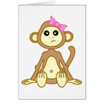 Cute Monkey Girl Cartoon Card