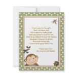 Cute Monkey Green/Brown Thank you cards