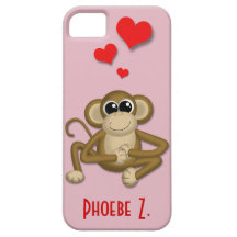 Cute Monkey Love Personalised iPhone 5 Case