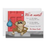 Cute Monkey on Doorstep - Moving Announcements invitations