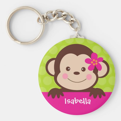Cute Monkey Personalised name Key chain Bag tag