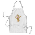 Cute Monkey Waving Hand Hi Hello Goodbye aprons