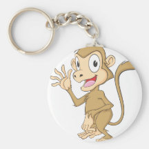 Cute Monkey Waving Hand Hi Hello Goodbye Keychains