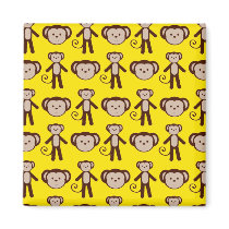 Cute Monkeys on Yellow Fridge Magnets