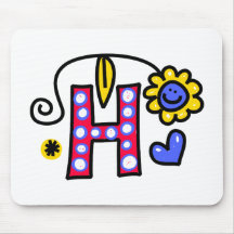 Cute Monogram Letter H Greeting Text Expression Mouse Pad