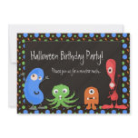 Cute Monster Halloween Birthday Party Invitations