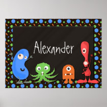 Cute Monsters with Dark Brown Background