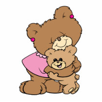 cute mother bear hugging baby bear design cut out