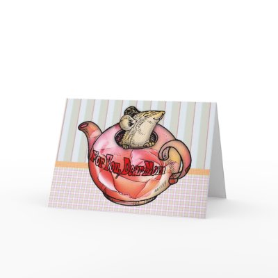 cute, Mother, Mother's Day, Cute Mouse in teapot Greeting Cards by moonlake