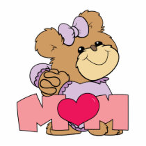 cute mothers day mum teddy bear design acrylic cut outs