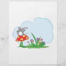 cute mouse sitting on mushroom with flowers full color flyer