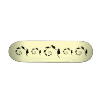 Cute Mouse Spiral. Black Mice on Cream. Skateboard Deck