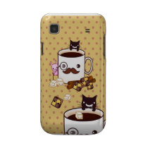 Cute moustache cup with kawaii animals and biscuit samsung galaxy cover