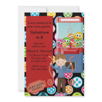 Cute, Multi Colour, Arcade Birthday Boy Invitation