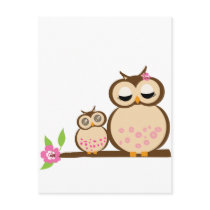 Cute mum and baby owl