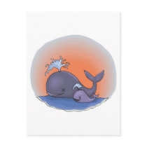 cute mummy and baby whale post cards