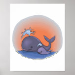 cute mummy and baby whale posters