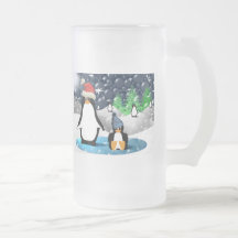 Cute Mummy & Baby Santa Penguins Coffee Mugs