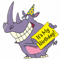cute my birthday rhino party celebration cartoon photo sculpture