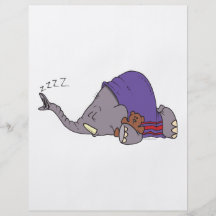 cute napping sleeping elephant cartoon flyer design