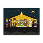 Cute Nativity Characters at Barn by Night Post Card
