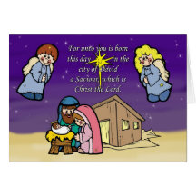 Cute Nativity Scene Christmas Card