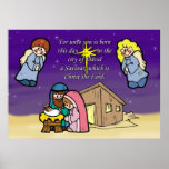 Cute Nativity Scene Christmas Poster posters