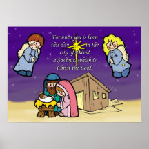 Cute Nativity Scene Christmas Poster