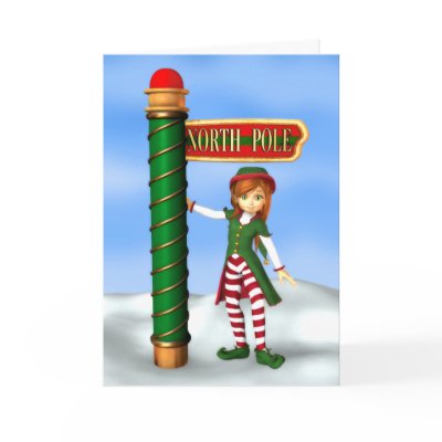 Cute North Pole Elf Holiday Card by mariannegilliand
