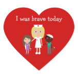 Cute Nurse & Kids I Was Brave Today Red stickers