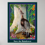 Cute Okapi Save the Rainforest posters