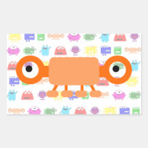 Cute Orange Cartoon Monster Rectangle Stickers